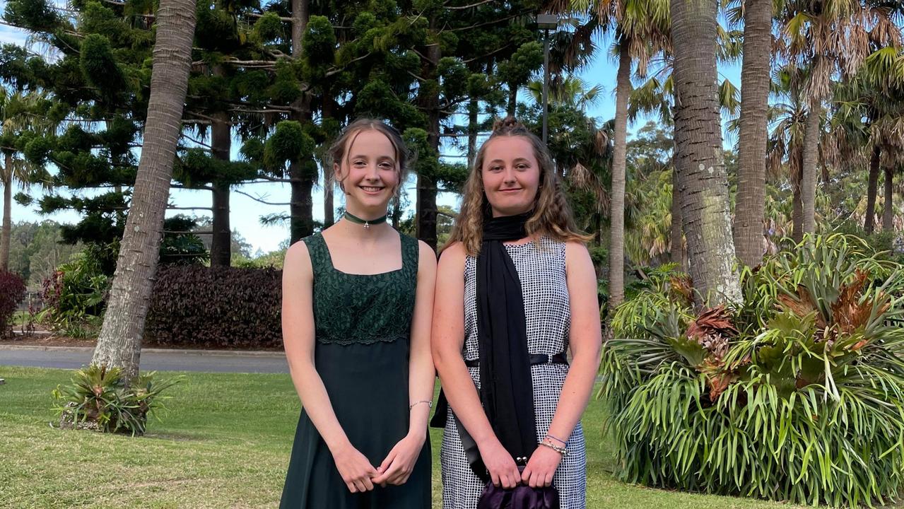 Lani Cash and Jenna Cash at the Orara High School Year 12 formal in 2022. Picture: Matt Gazy