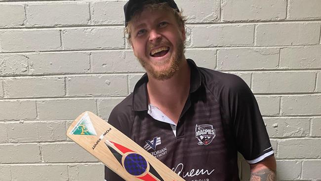 Chris Thewlis of Camberwell Magpies after his extraordinary innings.