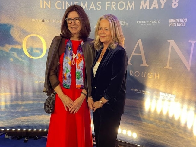 Nicola Forrest, right, and scientist Sarah Dunlop at the premiere of Ocean in Perth on Thursday.