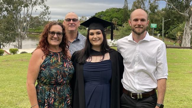 UniSC graduates celebrate at the Brolga Theatre in Maryborough, Qld.