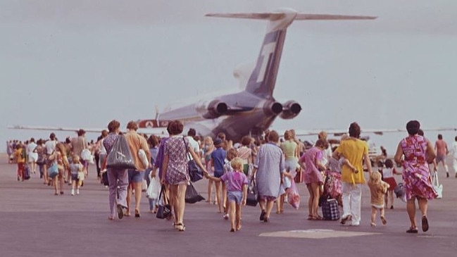 Darwin International Airport during the post-Cyclone Tracy evacuation of the city, included in the new short production, 'More Than Just Being There'. Picture: National Archives of Australia