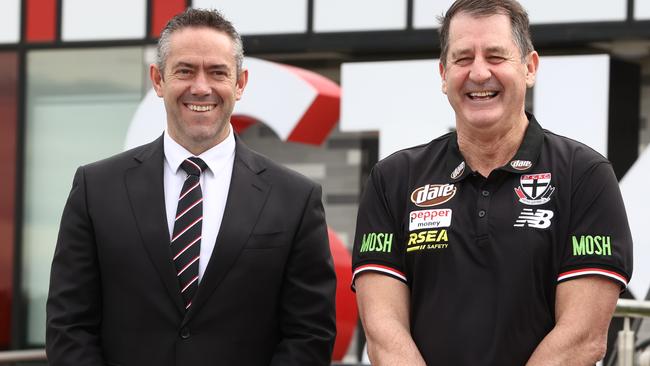 There are no issues between St Kilda chief executive Simon Lethlean and coach Ross Lyon, the latter says. Picture: Michael Klein