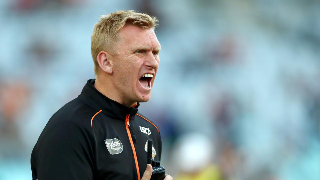 Webster served as interim Tigers coach for two games in 2017, before Ivan Cleary was signed to replace Jason Taylor. Picture: Gregg Porteous