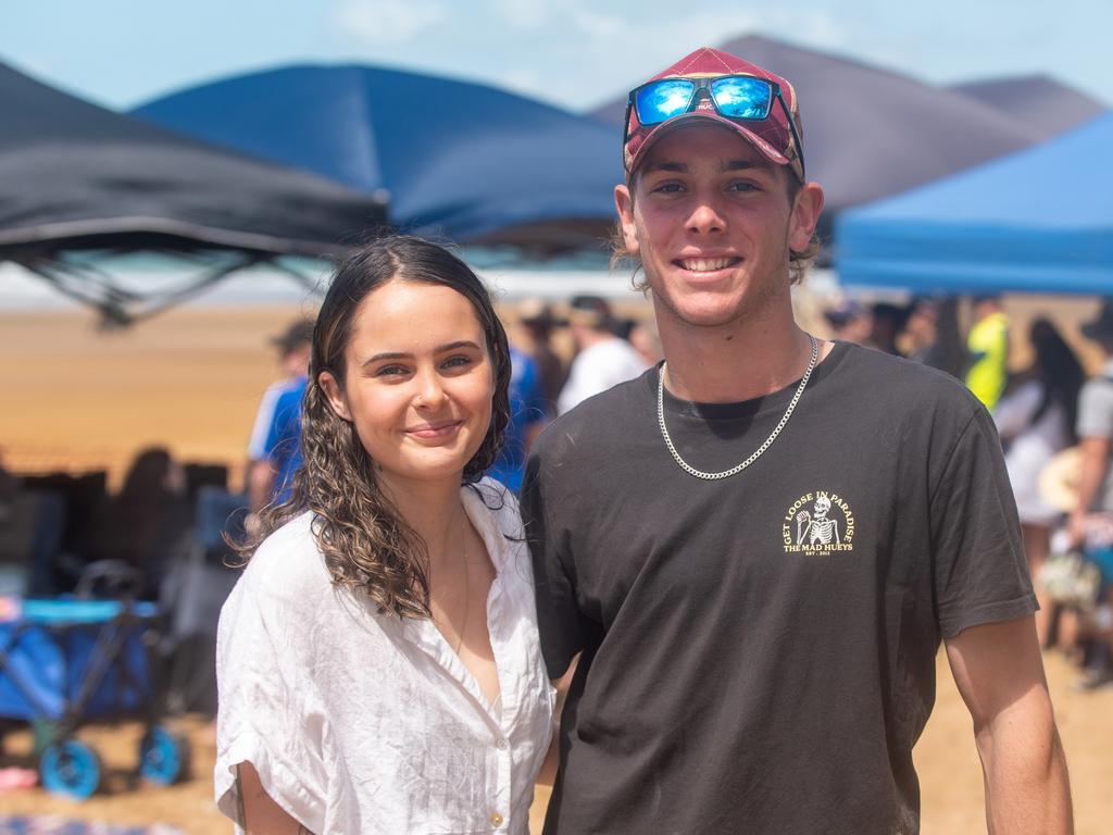 Jemma Hol and Noah Dickson at Motorcycle Beach Races at Grasstree Beach Sunday 27 August 2023 Picture: Michaela Harlow