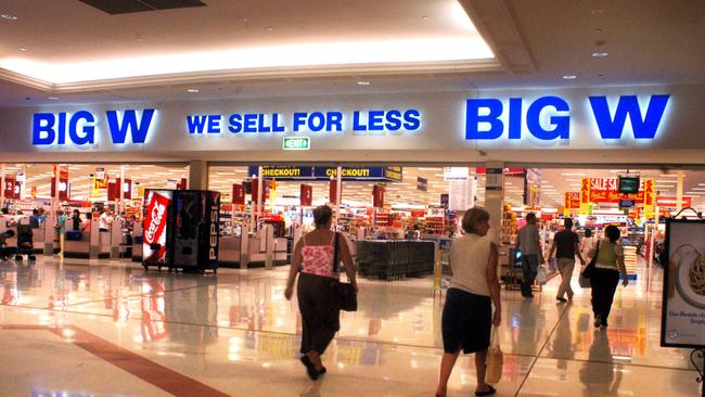 Big W stores no longer emblazon ‘We sell for less’ or any slogan on stores. Picture: Robert Shakespeare