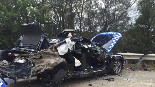 The police car involved in a crash on the M1 earlier this week. Photo: Alison Marks