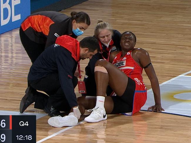 Sam Wallace was left in agony on the court.