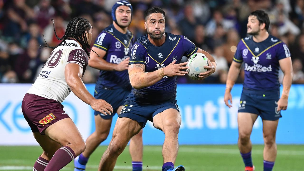 Bromwich’s Storm is just one win away from yet another grand final appearance. Picture: Bradley Kanaris / Getty Images