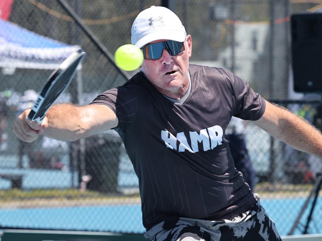 Australian Pickleball Championships at KDV Carrara. Mark Taylor from the Sunshine Coast in the 55 Mens Gold medal match. Picture Glenn Hampson