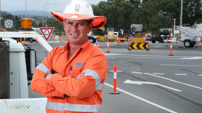 Sumners Rd Interchange upgrade foreman Greg Farrer on site during construction. Picture: Liam Kidston