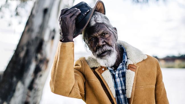 David Gulpilil on the River Murray. Picture: Miles Rowland