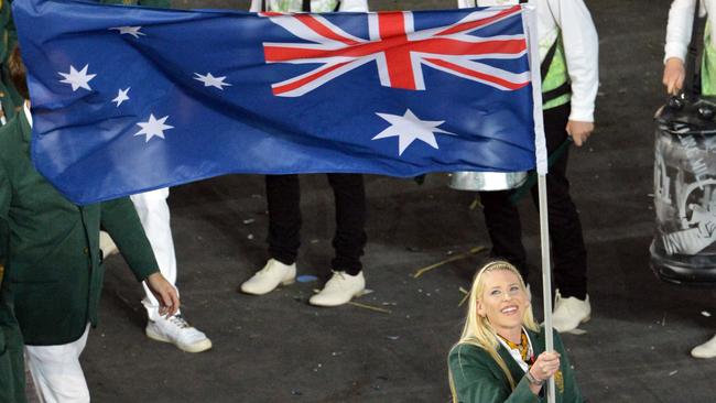 Jackson was Australia’s flag bearer at the London 2012 Olympic Games. Picture: AFP PHOTO/SAEED KHAN