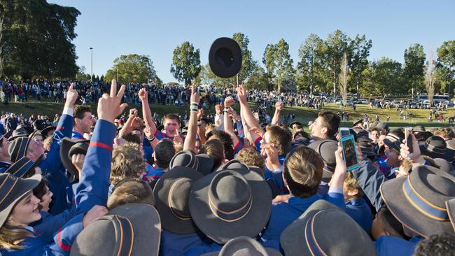 Downlands celebrate their win in the O'Callaghan Cup, Downlands vs TGS. Saturday, 27th Jul, 2019.