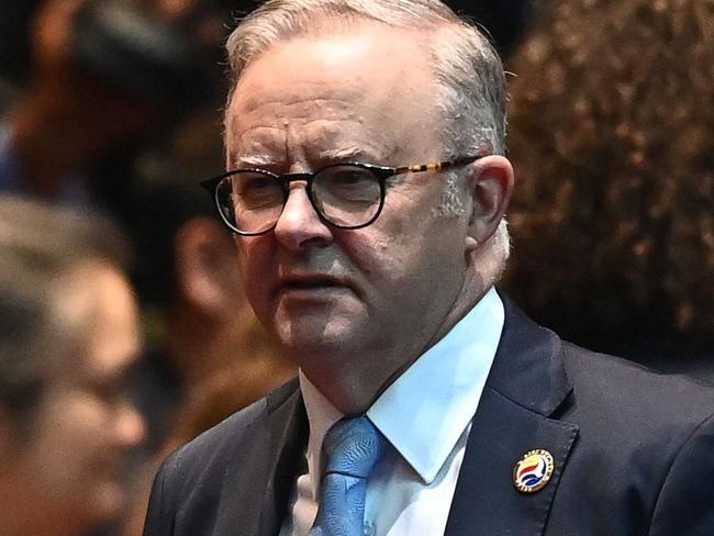 Australia's Prime Minister Anthony Albanese attends the 19th East Asia Summit during the 44th and 45th Association of Southeast Asian Nations (ASEAN) Summits in Vientiane on October 11, 2024. (Photo by NHAC NGUYEN / AFP)