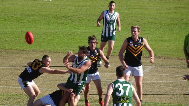 Action from the Ingle Farm v Mawson Lakes division six match at Rowe Park on August 1. Picture: Supplied, Ingle Park Facebook page