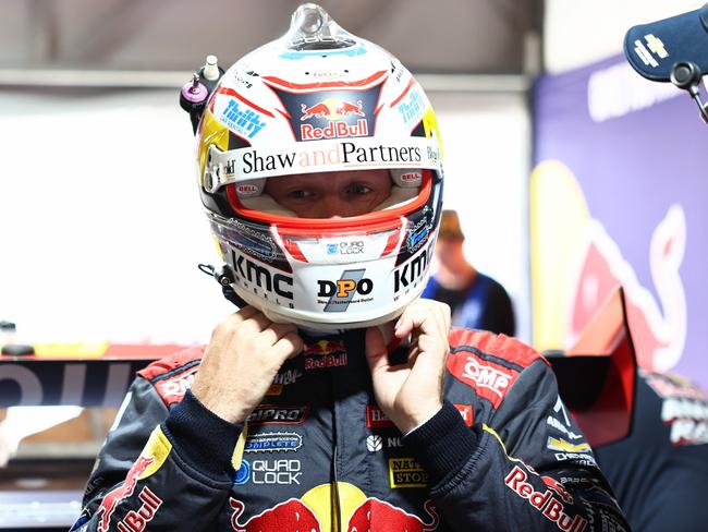 Red Bull Racing driver and championship leader Will Brown readies himself for the first practice session on day one of the Gold Coast 500 Supercars, held at the Surfers Paradise street circuit. Picture: Brendan Radke