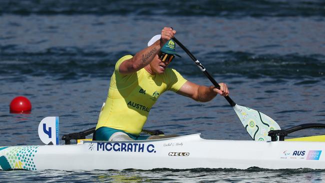 Curtis competes in the Men's Va'a Single 200m L3 in Paris. Picture: Alex Davidson/Getty Images