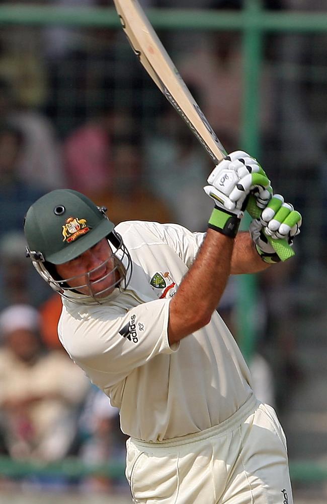 Former Test captain Ricky Ponting in action against India.