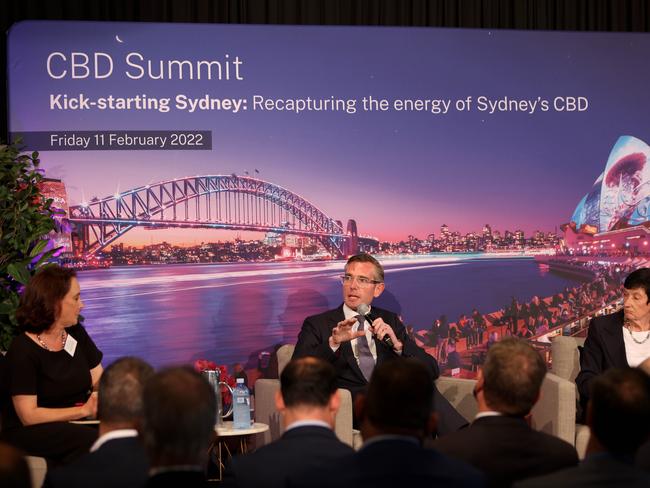 Premier Dominic Perrottet speaking at the Sydney CBD Summit event in February to explore the revitalisation of Sydney. Picture: NCA NewsWire