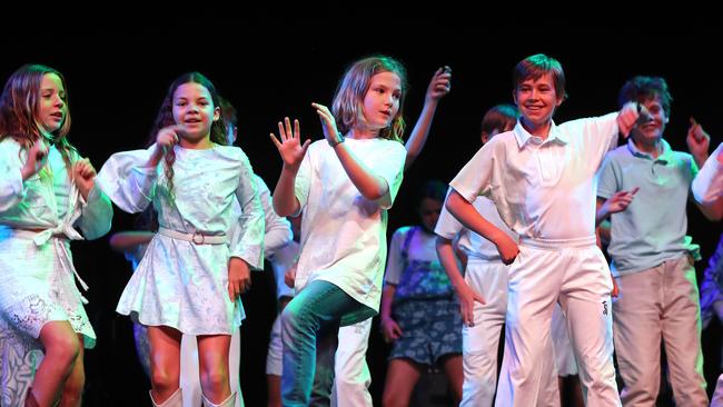 Anglesea Primary School students performing at the Geelong Schools Music and Movement Festival. Picture: Alison Wynd