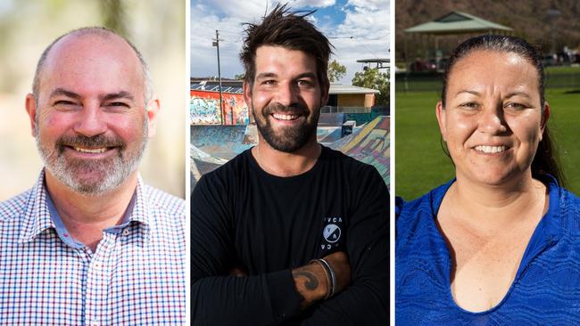 Namatjira candidates Bill Yan (CLP), Matt Paterson (Territory Alliance) and Sheralee Taylor (Labor).