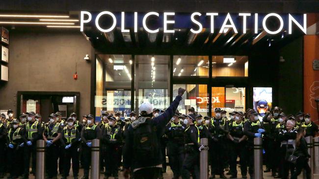 Melbourne’s Black Lives Matter rally on Saturday. Picture: Wayne Ludbey