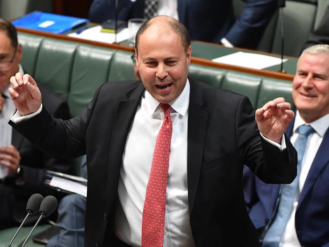 Treasurer Josh Frydenberg in full flight during Question Time. Picture: Mick Tsikas/AAP