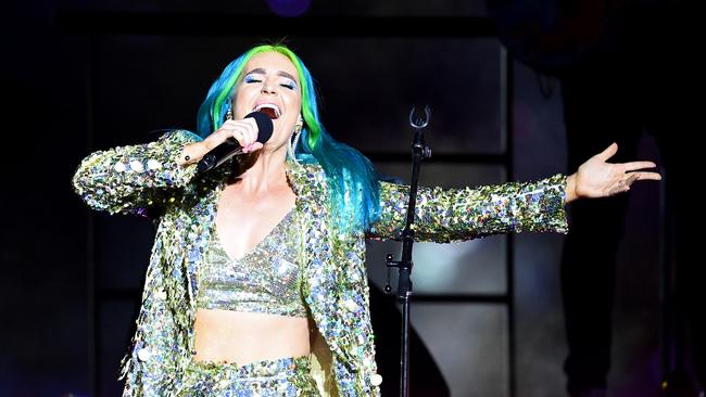 Amy Sheppard of the band Sheppard performs during the 2020 AFL Grand Final. Picture: Bradley Kanaris/AFL Photos/via Getty Images.