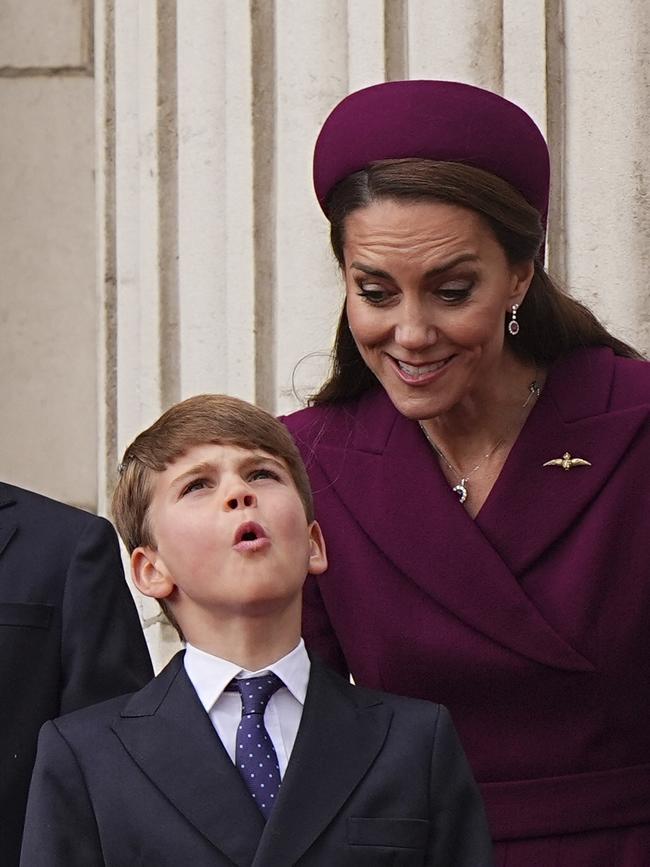 He seemed to be particularly excited by the fly-past. Picture: Aaron Chown/Pool Photo via AP