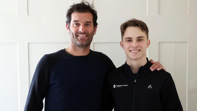 Mark Webber with rising star Oscar Piastri.