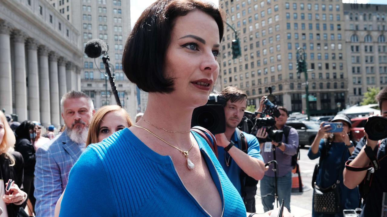 Sarah Ransome speaking outside court. Picture: Spencer Platt/Getty Images/AFP