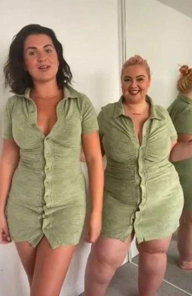 The girls described this dress as a bit ‘risky’ because it was pretty revealing. Picture: TikTok/straighttothecurve