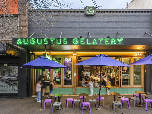 The retail property at 41 Gheringhap St and 9 Downes Lane, Geelong, is listed for sale. It is leased to Augustus Gelatery and Felix Restaurant.