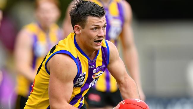 Blake Watson on the burst for Sandringham against Richmond last season at Trevor Barker Beach Oval. Photo: Josh Chadwick/AFL Photos