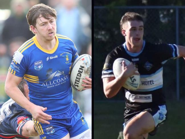 Toukley captain-coach Jake Fitzpatrick and Terrigal debutant Amyn Hamilton playing in the 2023 Central Coast Rugby League first grade competition.