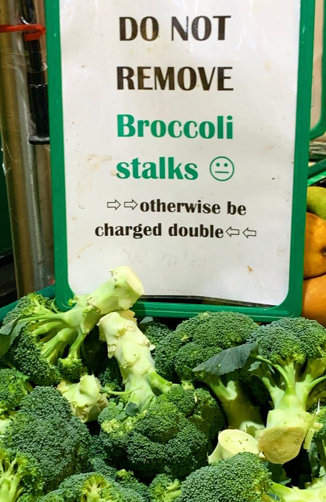 A stern broccoli warning at green grocer in Sydney’s inner west this week.