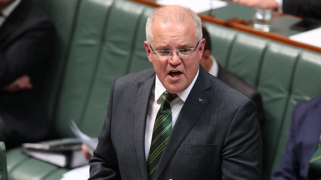 PM Scott Morrison during Question Time in the House of Representatives Chamber, at Parliament House in Canberra. Picture Kym Smith