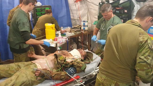 Inside the Talisman Sabre field hospital. Picture: Jodie Munro O'Brien