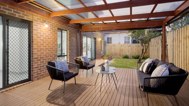 The outdoor deck is ideal for entertaining or dining with family.