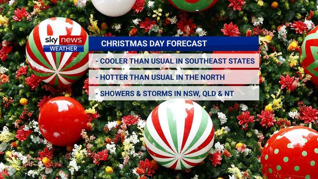 Australia Christmas Day weather summary. Picture: Sky News Weather.