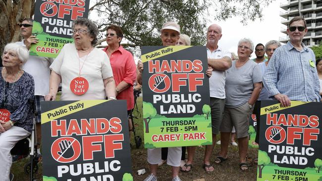 Protesters gather in Carey Park. Picture: Tertius Pickard.