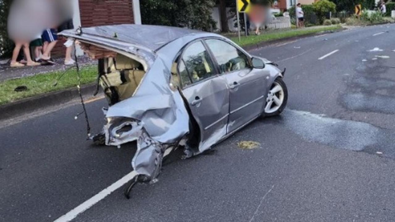 Terrifying pics of car being ripped in two