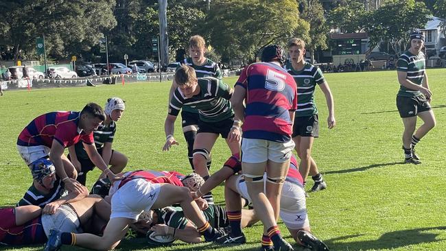 BBC hooker Cooper Hoare diving over for a try.