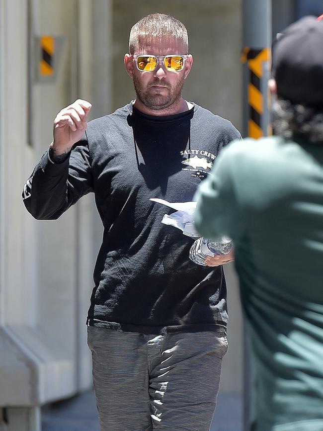 Aaron Hill seen leaving Townsville watch house, after being charged with manslaughter. PICTURE: MATT TAYLOR.