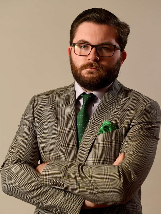 The author Caleb Bond is never seen without a tasteful tie and pocket square. Picture: Tricia Watkinson