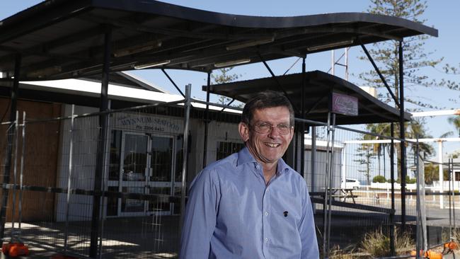 Councillor Peter Cumming in front of the site for the proposed microbrewery on Fox St, Wynnum. Picture: AAP/Regi Varghese