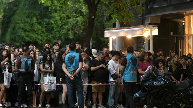 Fans of British singer Liam Payne wait near the hotel where he died in Buenos Aires on October 16, 2024. Picture: Juan Mabromata/AFP