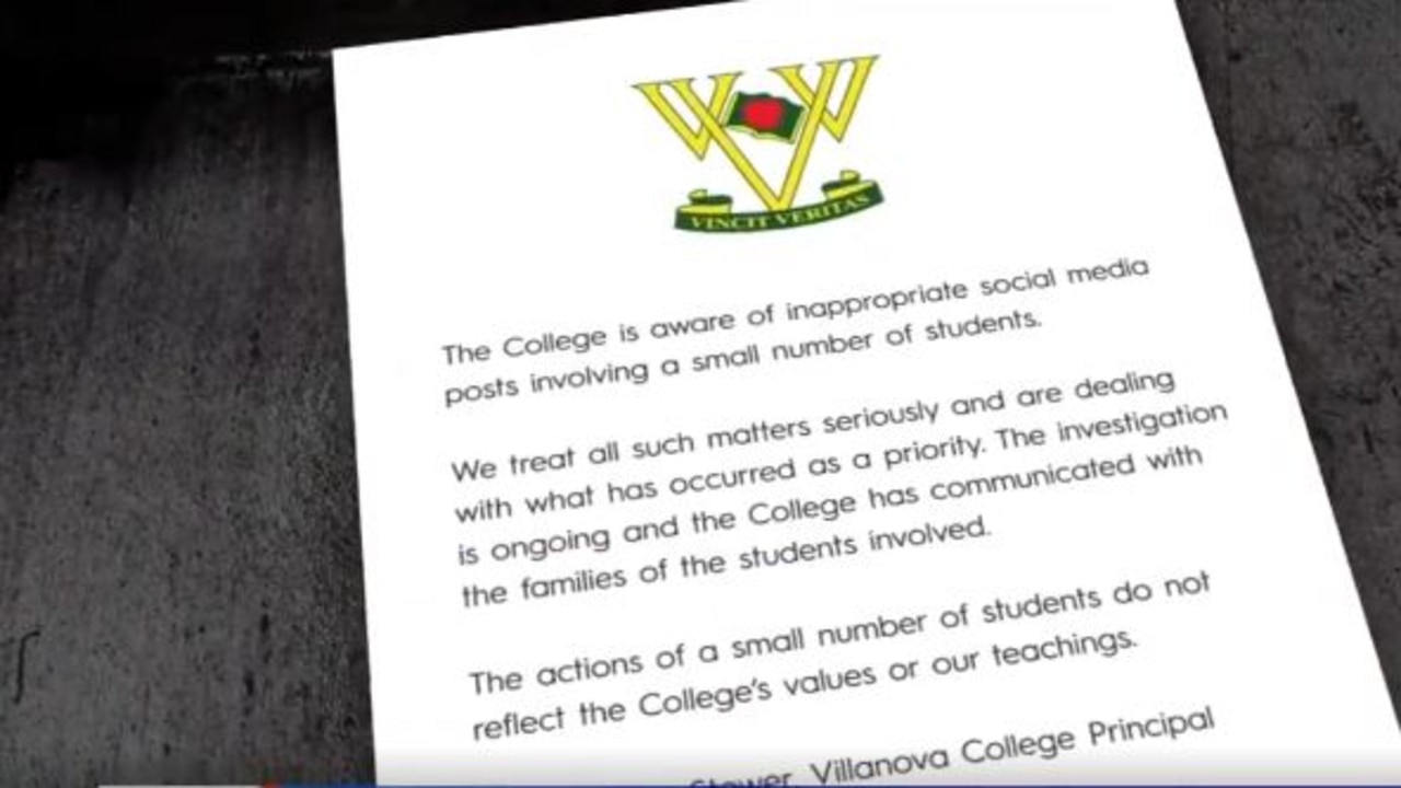 Villanova College has responded to the concerning footage. Picture: 9 News Queensland