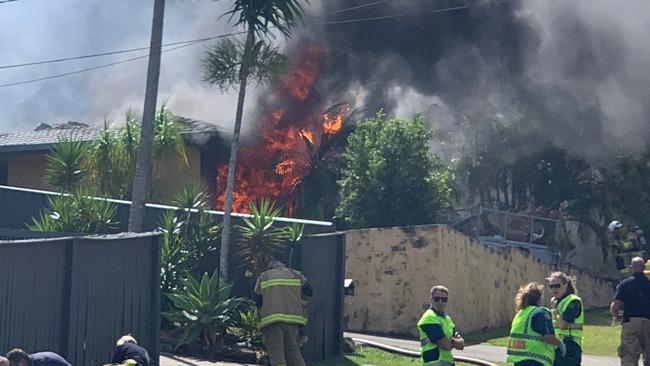 The second house on fire. Picture: Adam Guiver