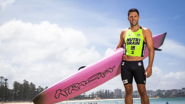 Nutri-Grain ironman champion Kendrick Louis at Manly Beach. Pic: Dylan Robinson